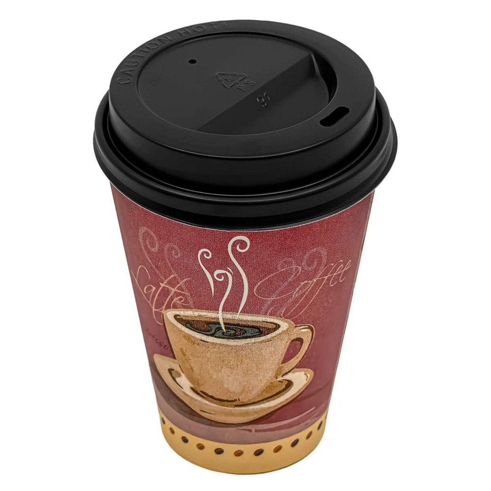 12oz Colored Heaven Hot Cups with Black Lids: 6 Pack