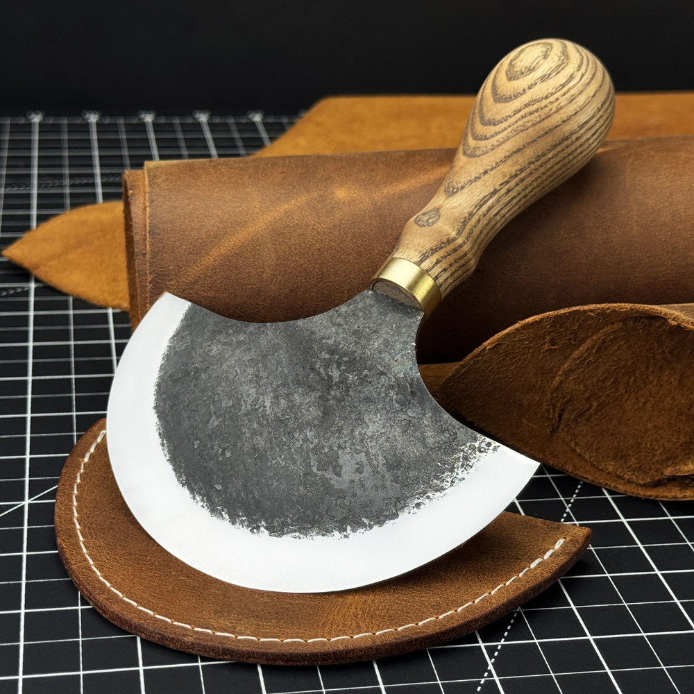 Leather Half Moon Knife. Razor Sharp Blade. Head Knife. Leatherworking Tool.