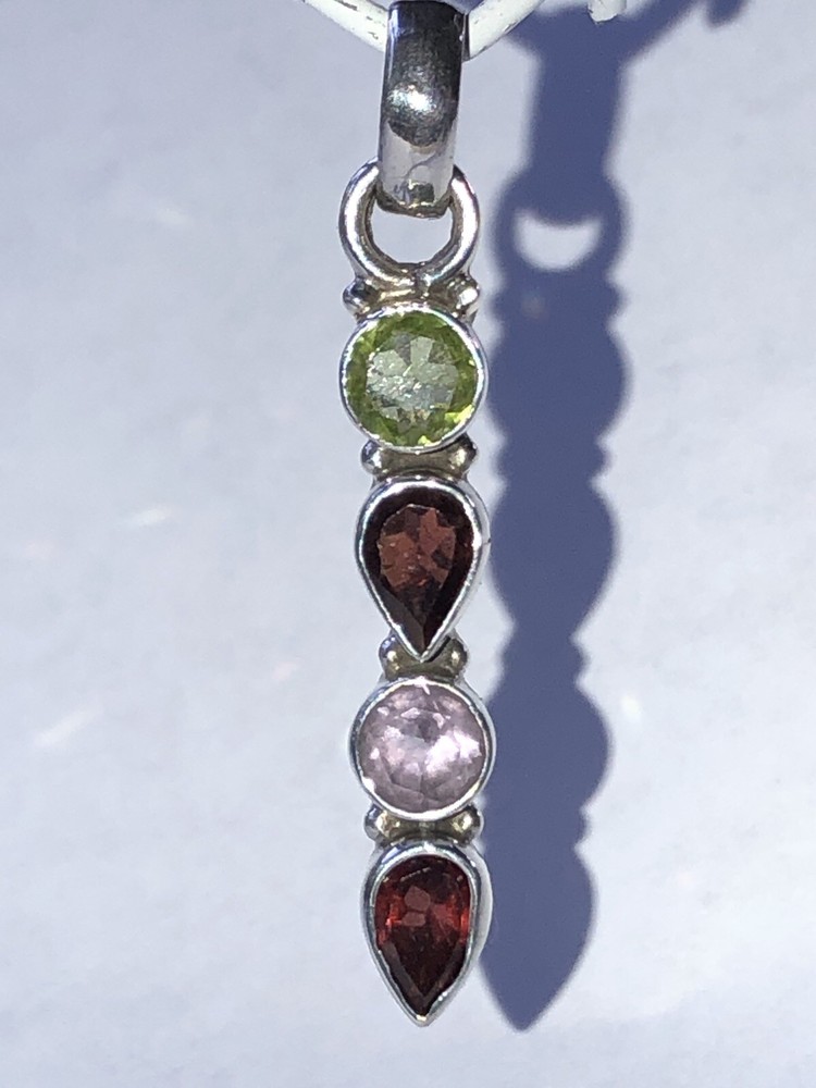 Handcrafted Mixed Gemstones Pendant 1.625”
