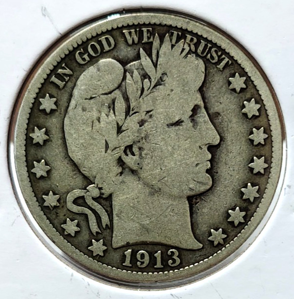 1913 Barber Half Dollar - Better Grade - Strong Devices
