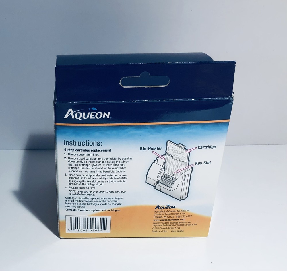 Aqueon Replacement Filter Cartridges 6 pack Medium 4.9" x 2" x 5.7"