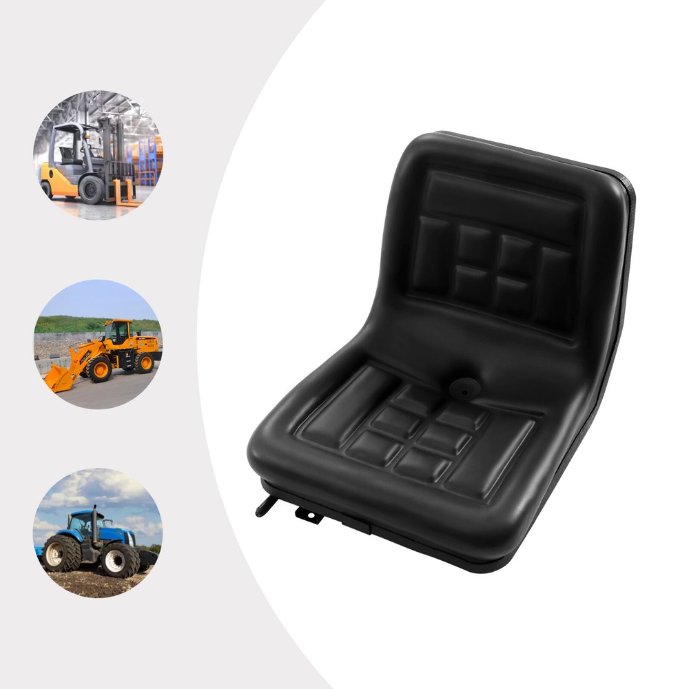 Universal Compact High Back Mower Seat Black Seat with Mounting Bolt Patterns