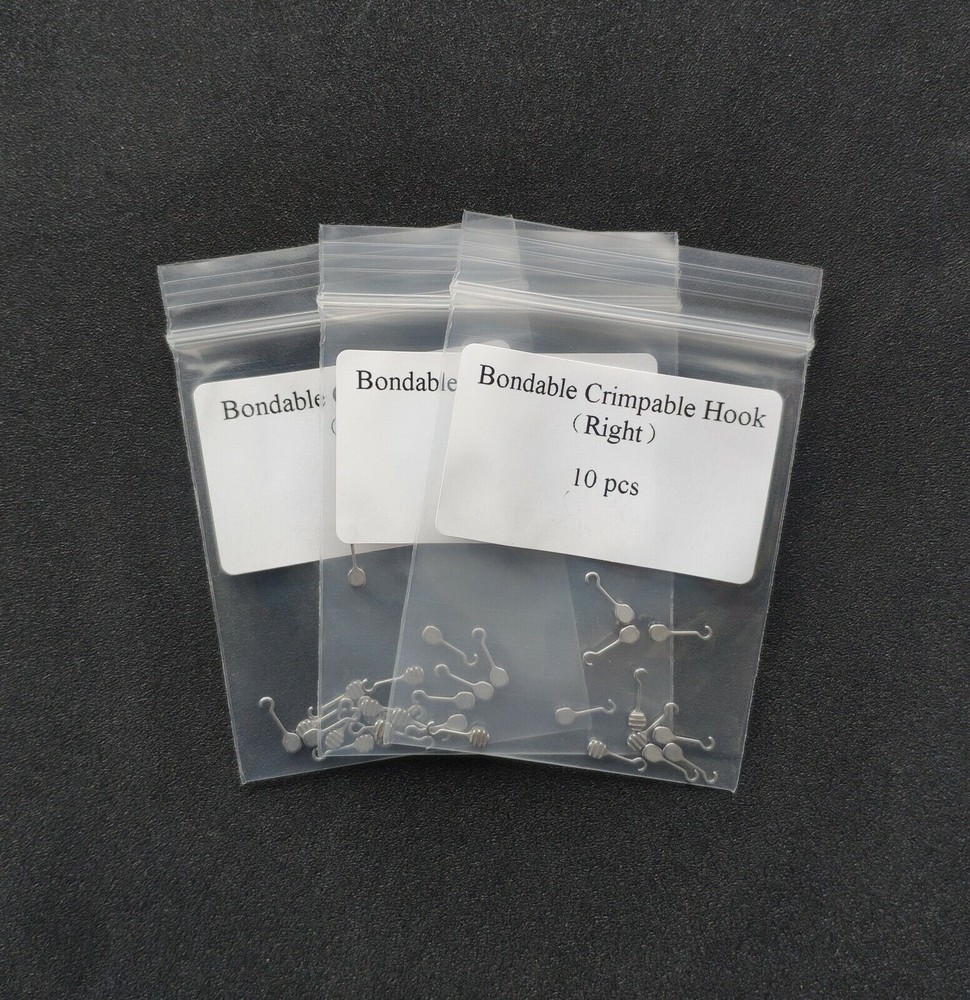 Dental Adhesive Crimpable Hook Orthodontic Bonding Sliding Button Left/Right