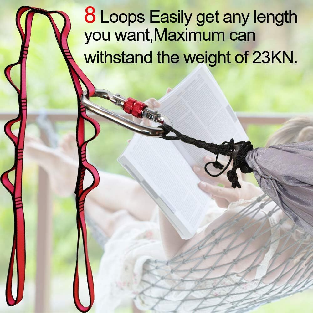 DASKING 2pcs Adjustable Daisy Chains 23KN Strong Climbing Strap Nylon Red