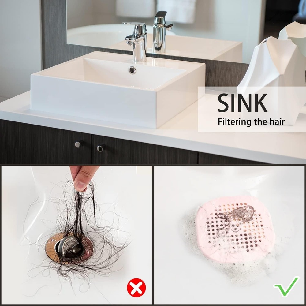 Modern Silicone Hair Stopper with Suction Cup - 2 Pack Shower Drain Solution
