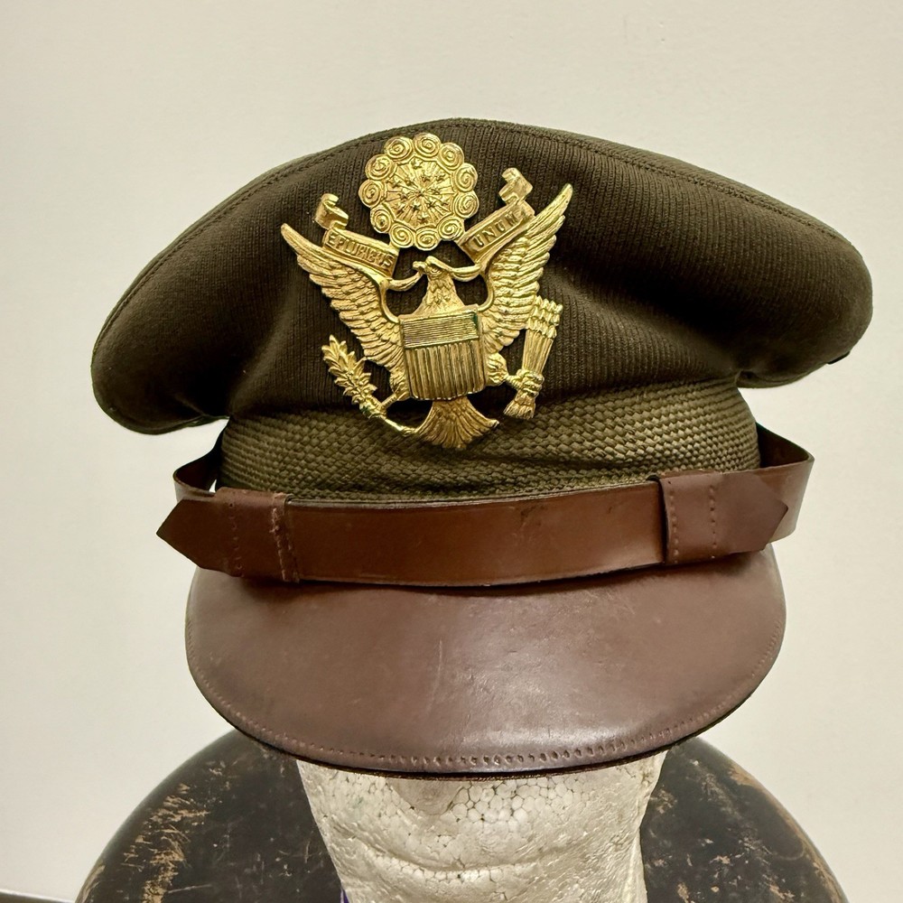 Original WWII US Army True Crusher Visor Hat Named Pilot