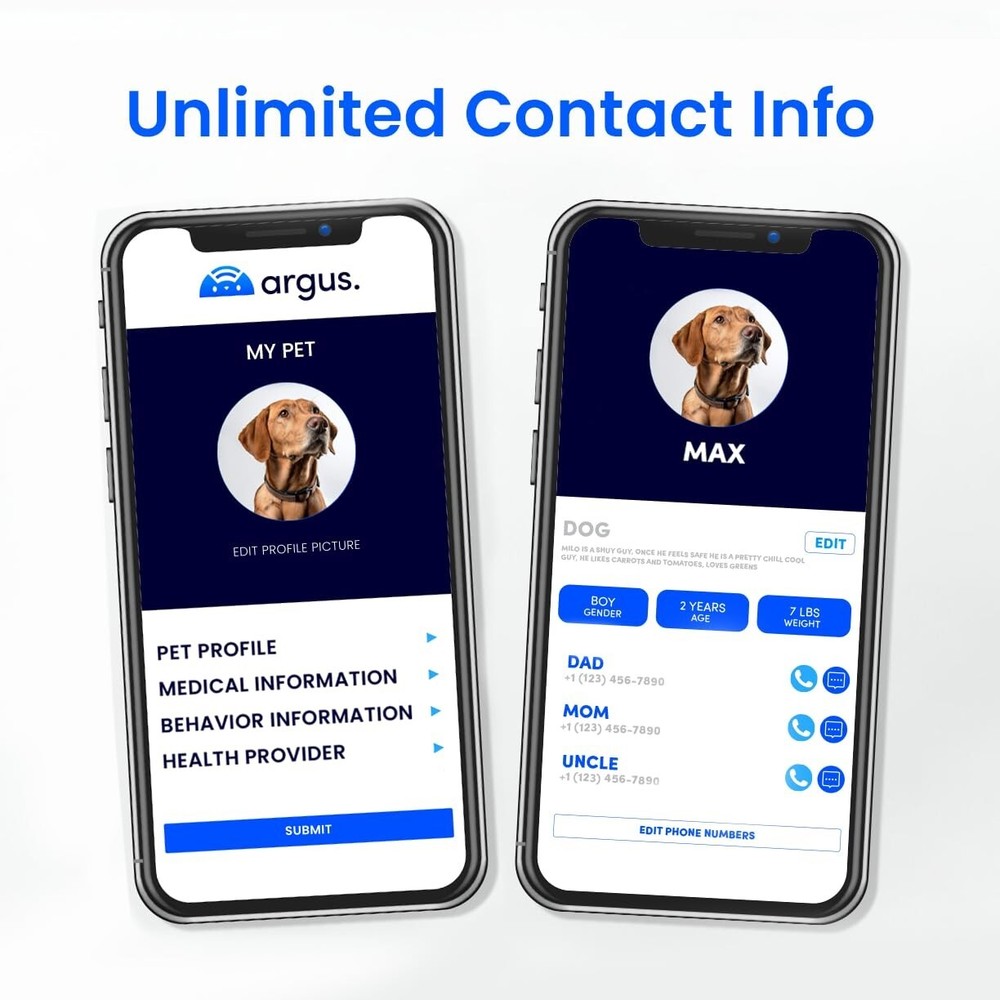 Argus Tech Tag - Epoxy Round Metal Edge Pet ID Tag with QR Code