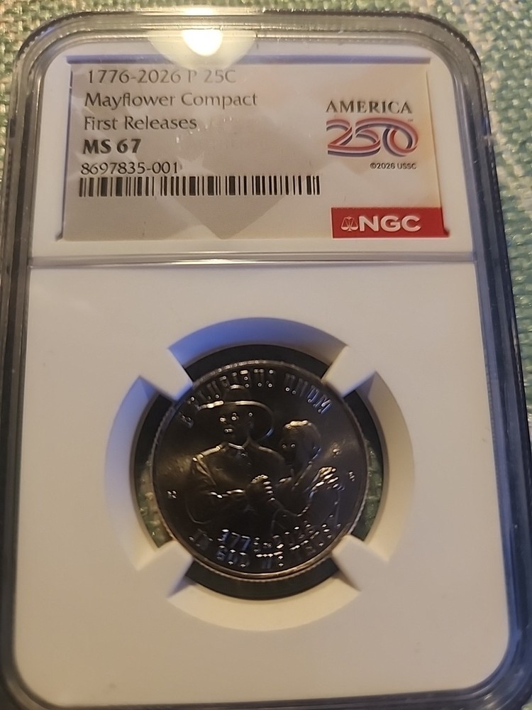 2026 Mayflower Compact Quarter - 2pc P & D NGC MS67 First Release. In Hand