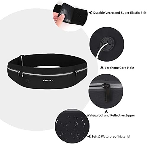 Slim Running Belt Waterproof Waist Pack with Reflective Strips