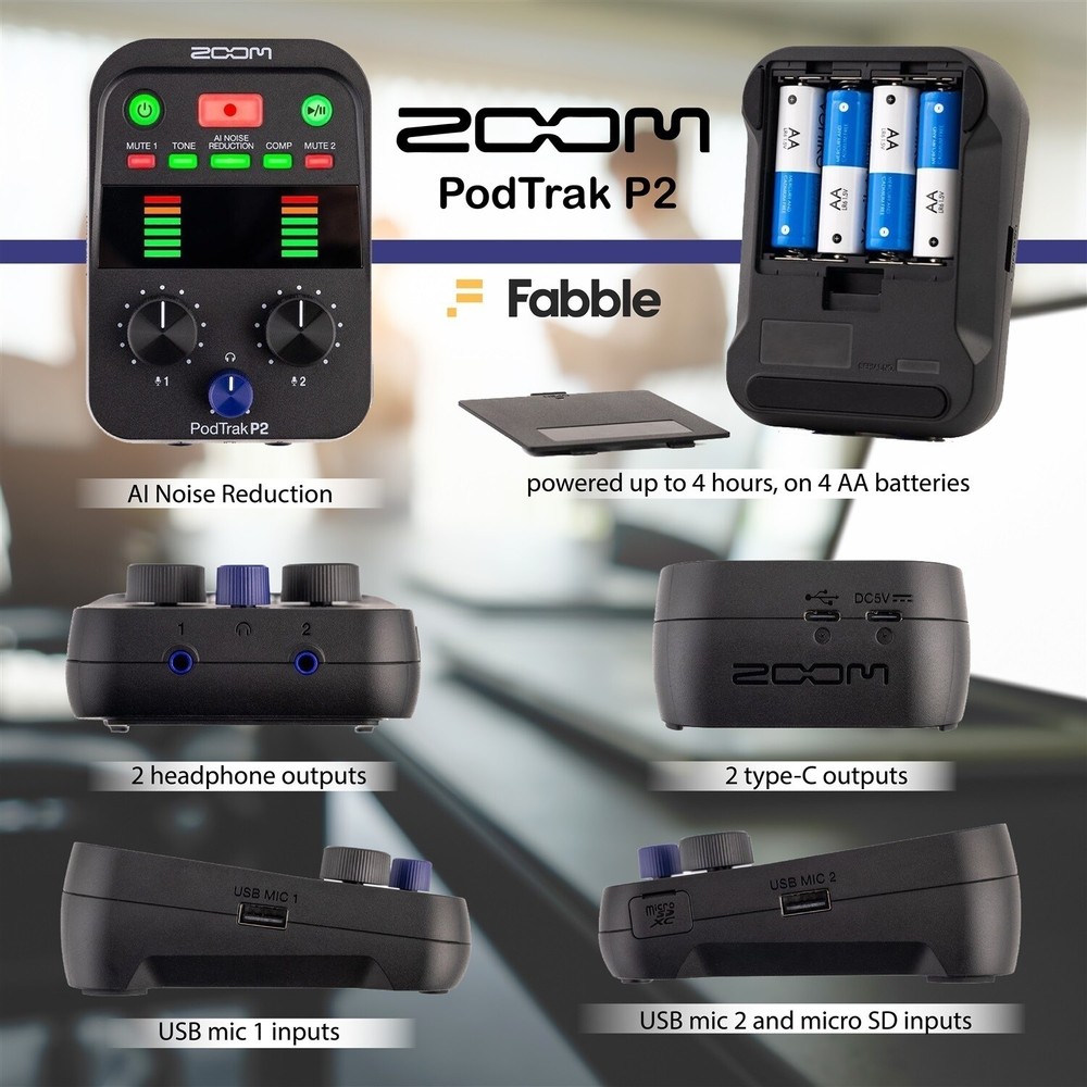 Zoom PodTrak P2 Podcast Recorder Bundle