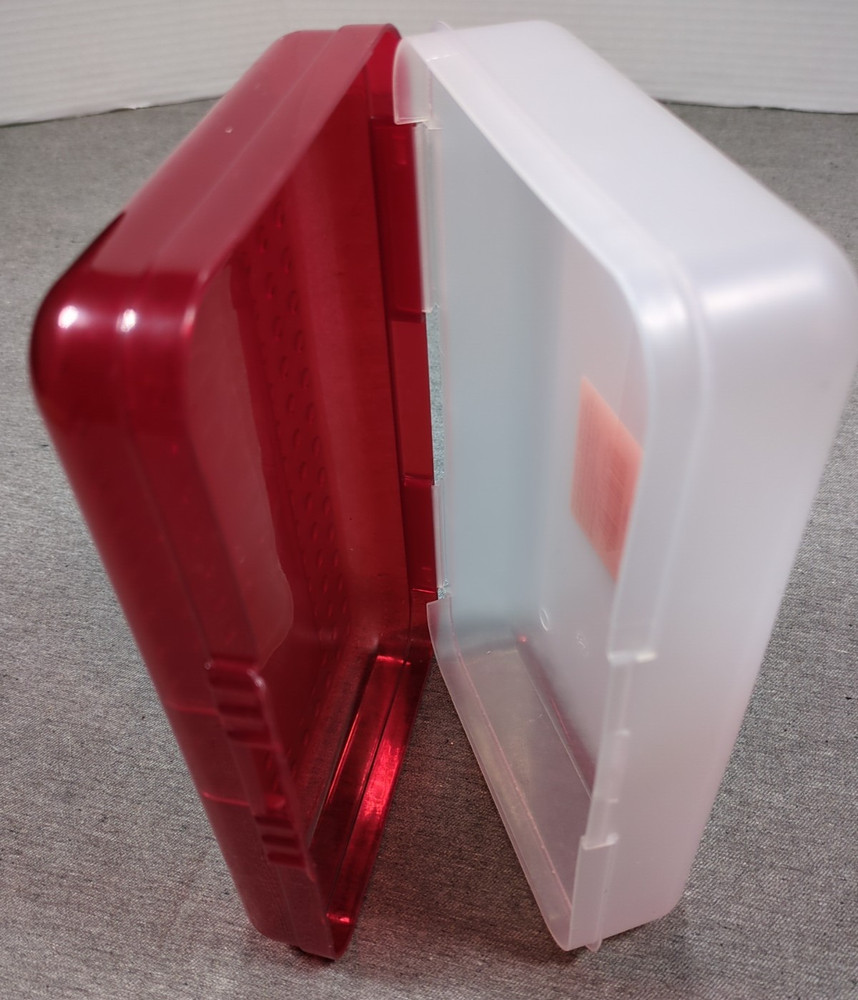 Spacemaker Vintage 1990s Plastic Pencil Case Box Red Top Frosted Bottom