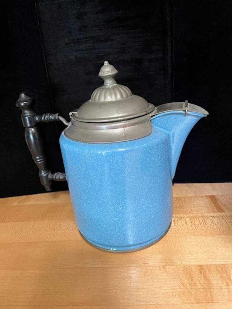 Vintage Blue Graniteware Coffee Pot