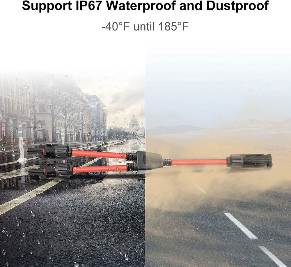 Solar Panel Y Branch Cable Connection Waterproof Adapter Connector Extension