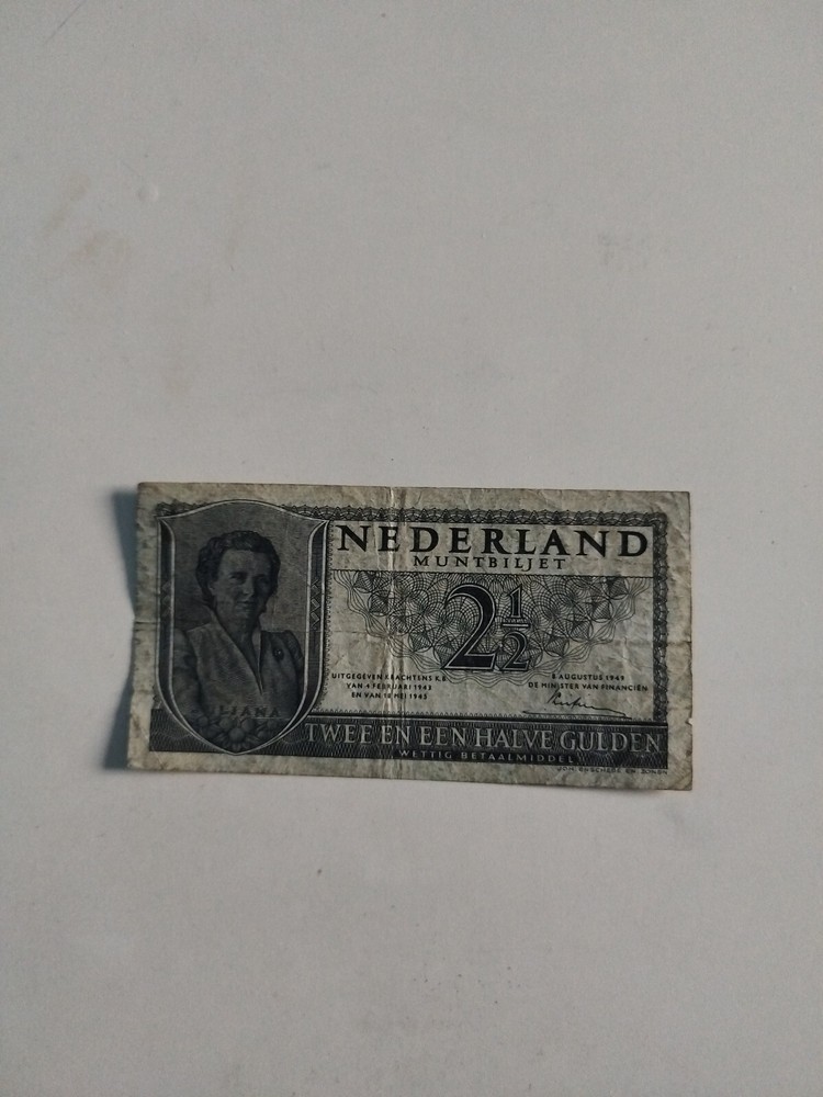 Netherlands Banknote Two And Half Gulden 1949