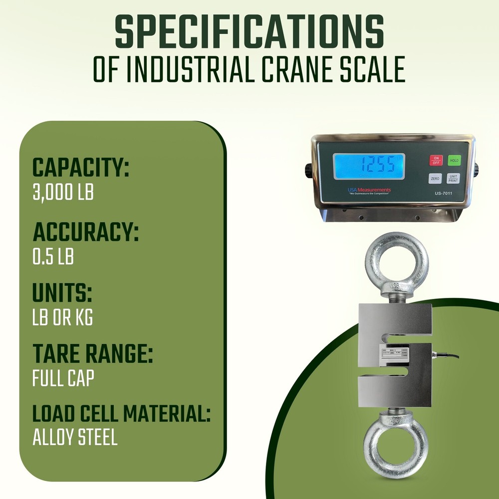 US-CSK-3K Hanging Scale (S-Type) tension & compression 3,000 lb with Printer
