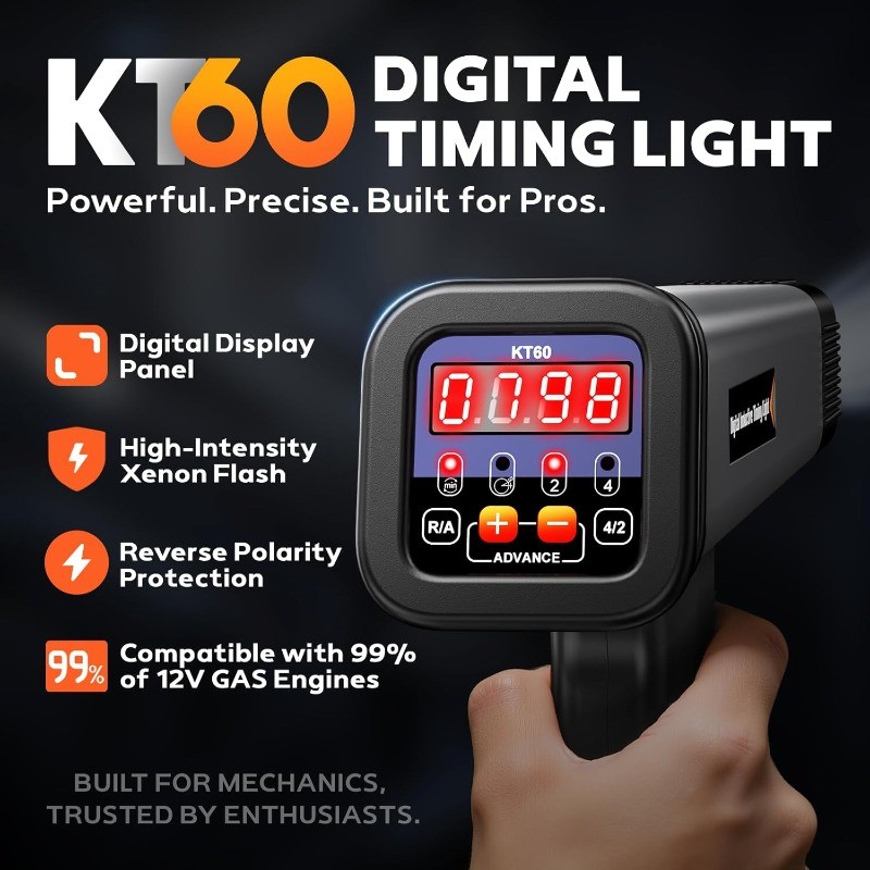 Digital Timing Light with RPM & Advance Angle, Inductive Ignition Timing Light