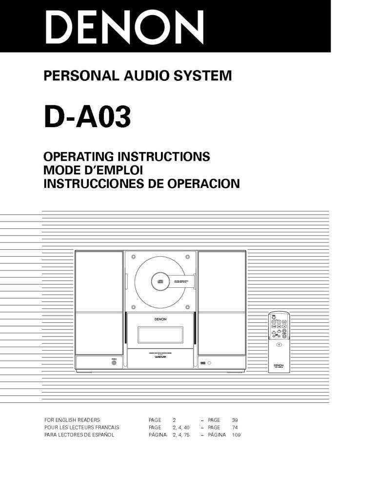 Denon DA-03 Audio System Owners Manual