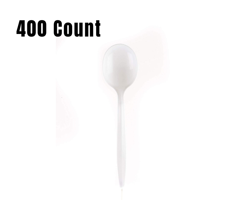 400 Pack - Medium Weight White Disposable Plastic Cutlery Spoons