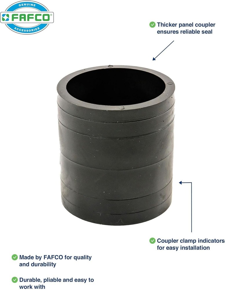2 pk Rubber Coupler 3" long x 2-3/8" ID and Clamps Fafco Sunsaver Solar Panel