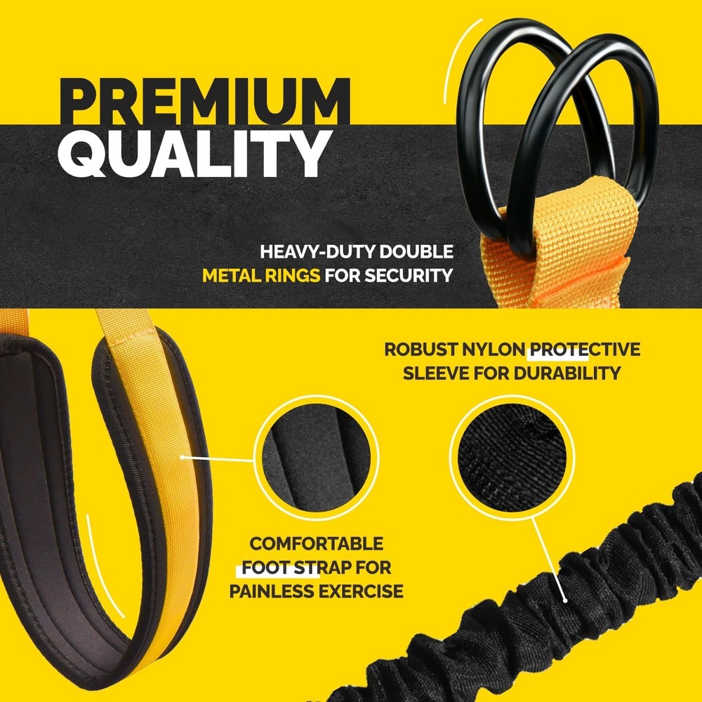 Pull Up Assistance Bands Set - 4 Heavy-Duty Bands, Height Yellow