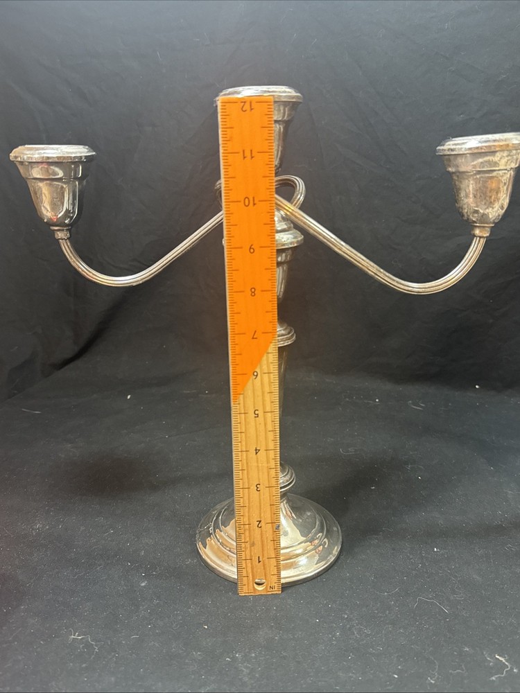 Vintage Gorham Silver Plate 3 Arm Candlestick Electroplated