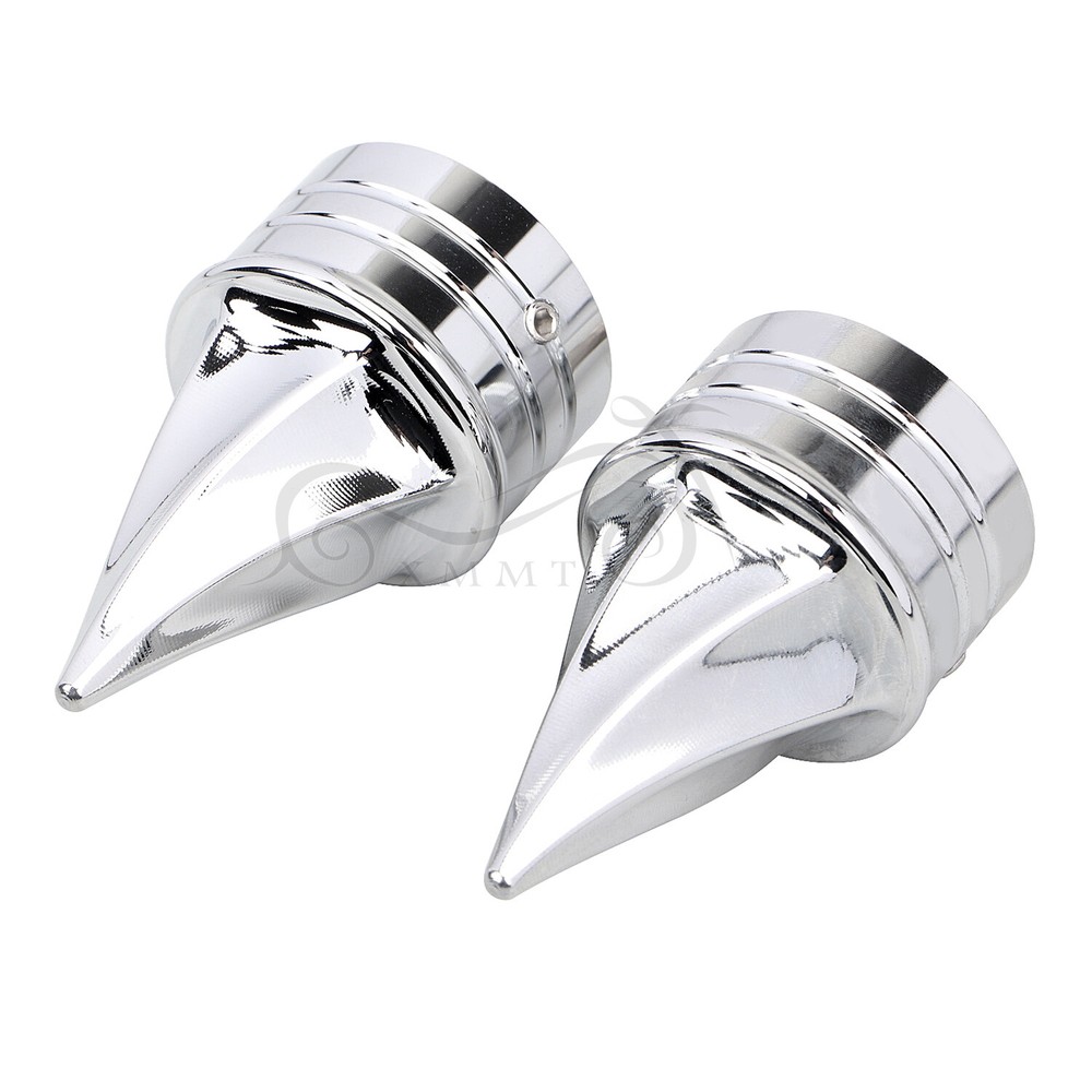 Spike Front Axle Nut Covers Cap Chrome For Harley Electra Glide FLHT Road King