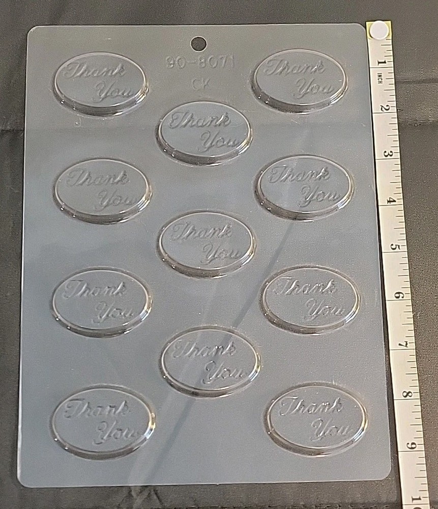 Oval Thank You Cursive Scroll Chocolate Candy Pieces Mold
