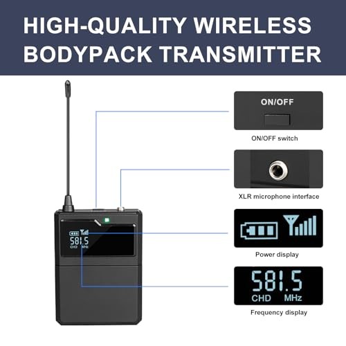 R6 Professional Wireless Microphone UHF System 4 Channel with 4 bodypack mic