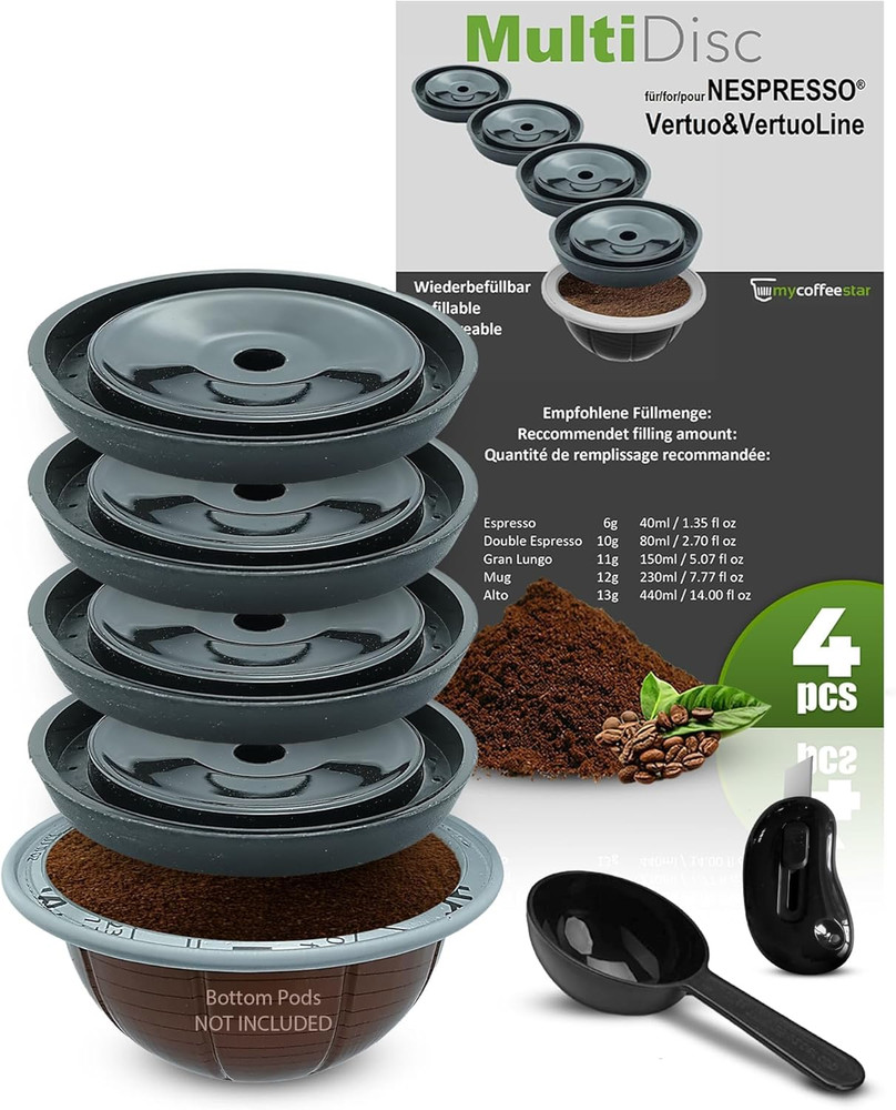 Reusable Coffee Capsule Lids - Refillable Pod Lids for Nespresso Vertuo, Compati