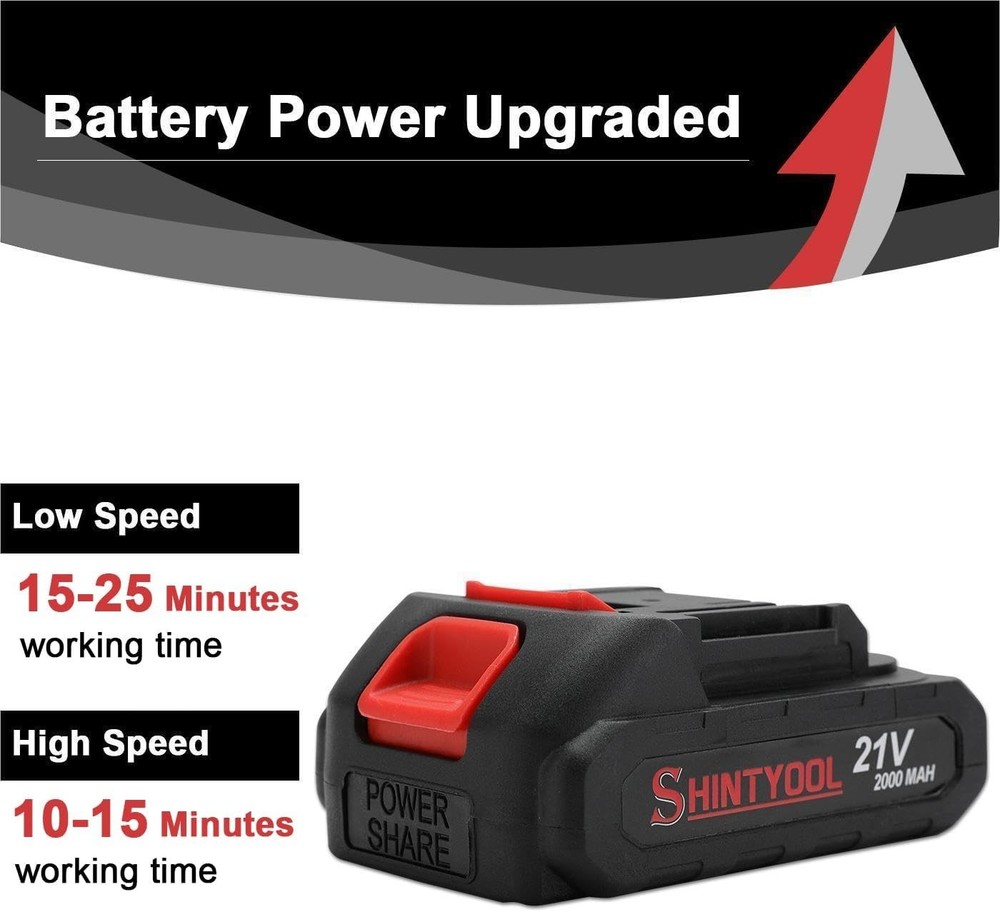 21V Lithium Battery - 2.0 Ah Battery with Charger Adapter Led Indicator Compatib