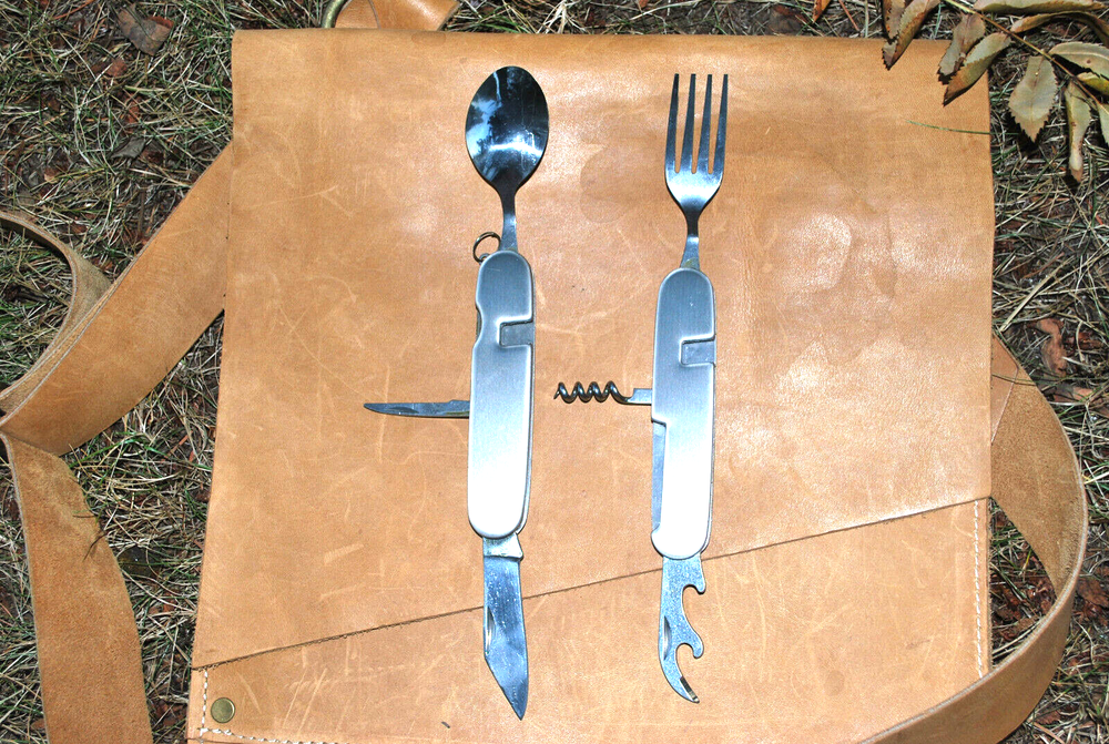 Survival Spoon Fork Multi-tool Corkscrew Awl Knife Can Opener Emergency Prepper