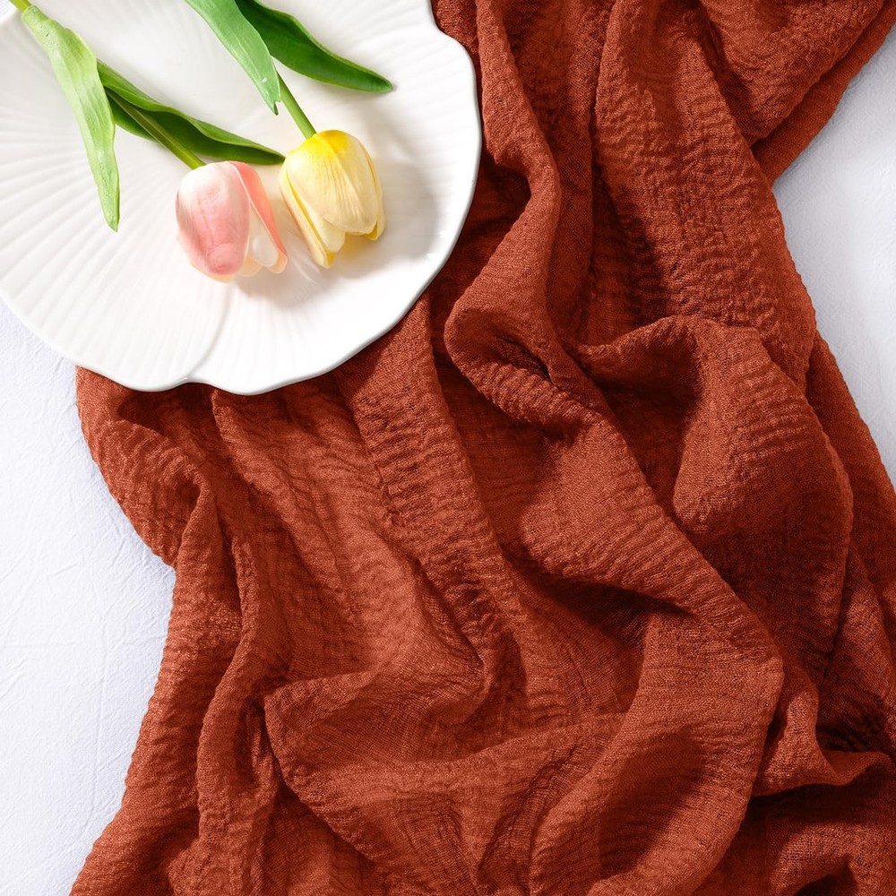 3pcs Terracotta Cheesecloth Table Runner Easter Spring Gauze 120 Inch Rustic ...