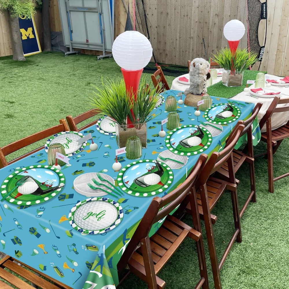 Golf Party Supplies for 40 Guests, Disposable Tableware Set Includes Green