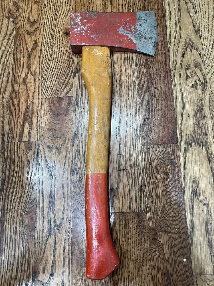 Vintage Red Short Handle Axe Hatchet Hand Chopping Tool