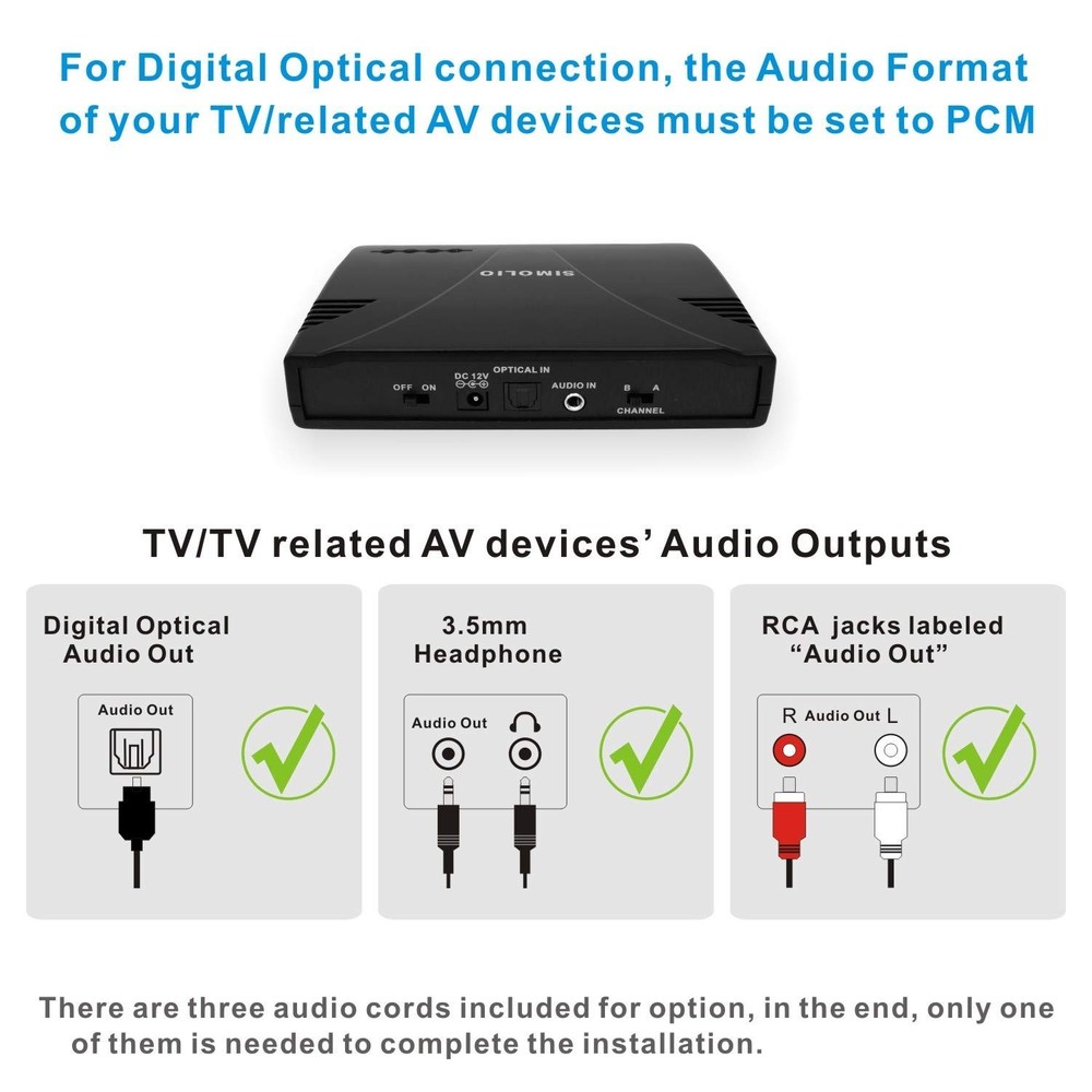 SIMOLIO Dual Channels IR Transmitter with Optical in, Wireless Sensor