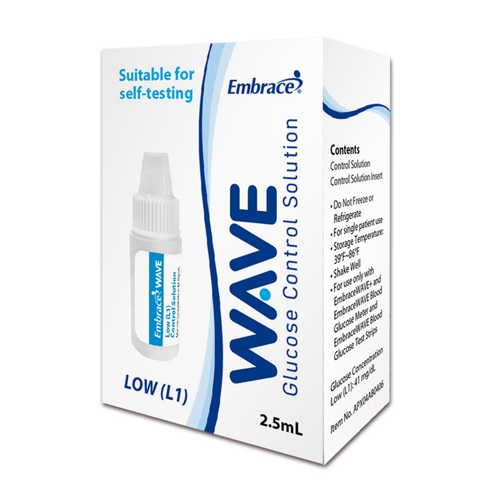 Embrace WAVE Blood Glucose Control Solution Level 1 2.5mL For WAVE Glucose Meter