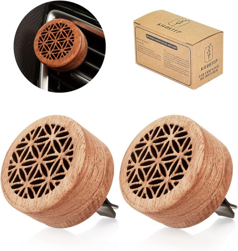 Essential Oil Car Diffuser, 2 PCS Aromatherapy Wood Diffuser with A-type