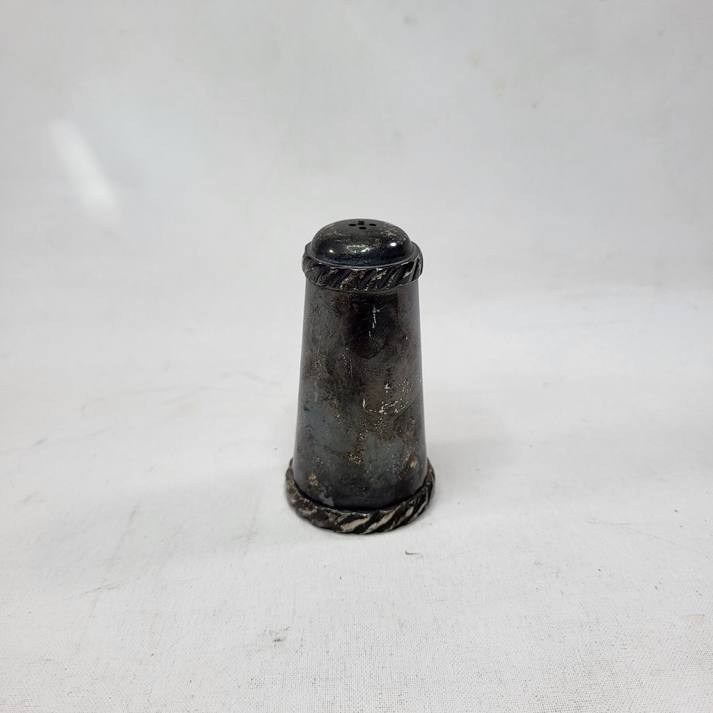 Vintage Silverplate Salt Shaker Tall India Decorative Tableware 3"