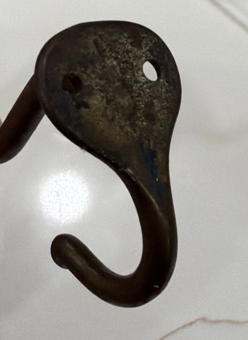 Single Cast Iron Double Hooks Round Tips Coat Hat Salvage Hardware 3”