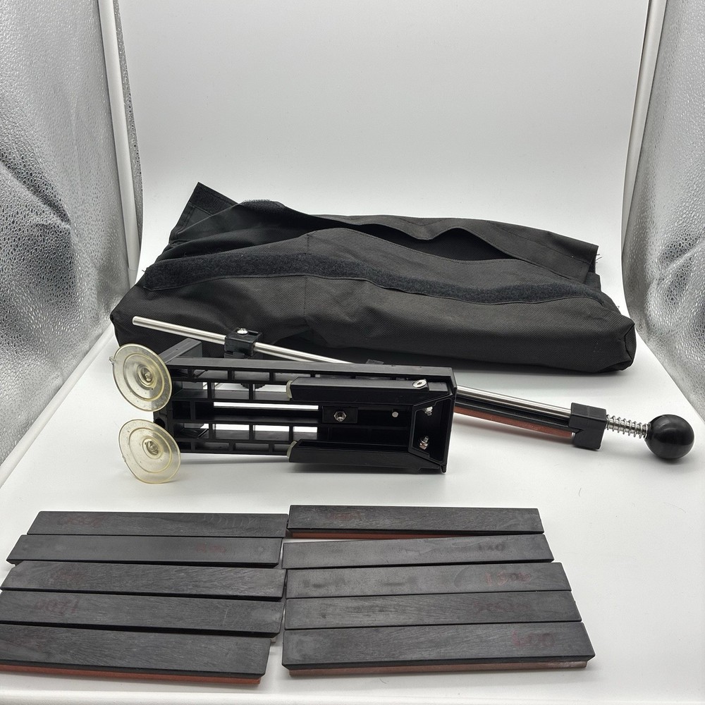 Fixed Angle Knife Sharpener Comes With Seven Whetstone Blocks And Bag