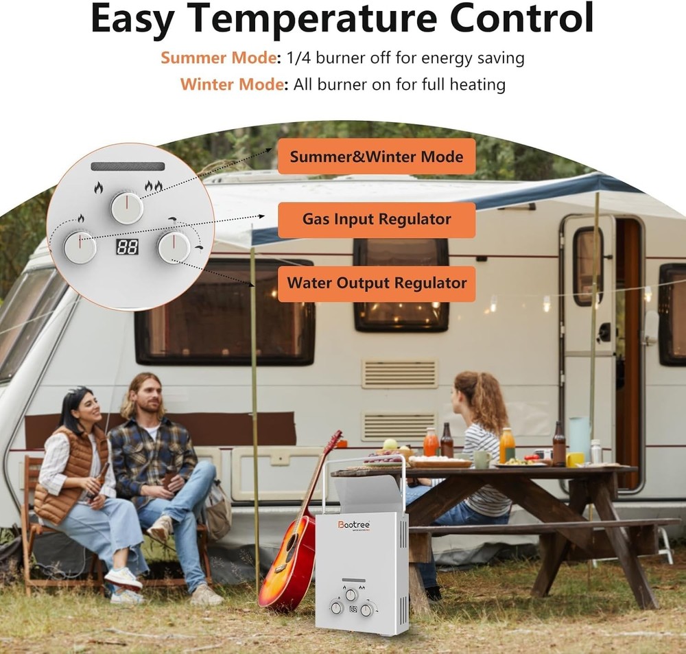 18L 4.76GPM RV Tankless Propane Gas Hot Water Heater with Display Instant Boiler