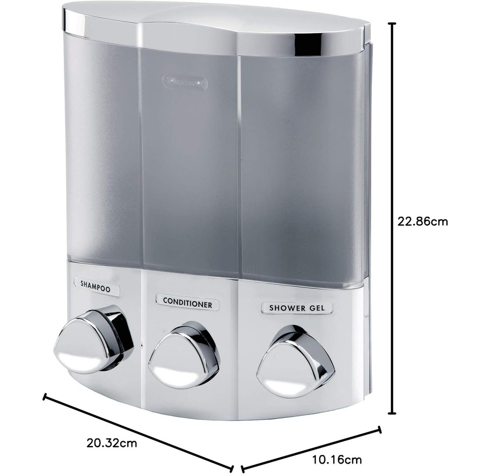 3-Chamber Soap and Shower Dispenser, Chrome