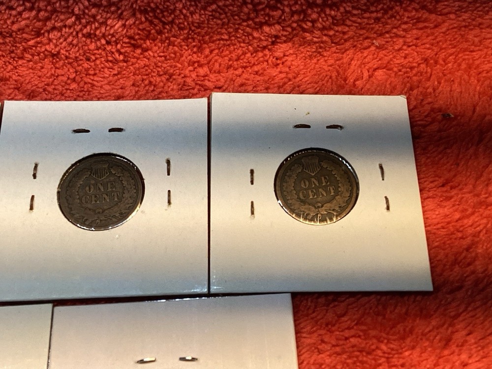 FIVE 1893 INDIAN HEAD PENNIES