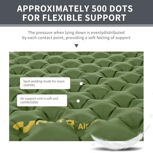 25oz Ultralight Sleeping Pad, Insulated Inflatable Sleeping Rectangular Green