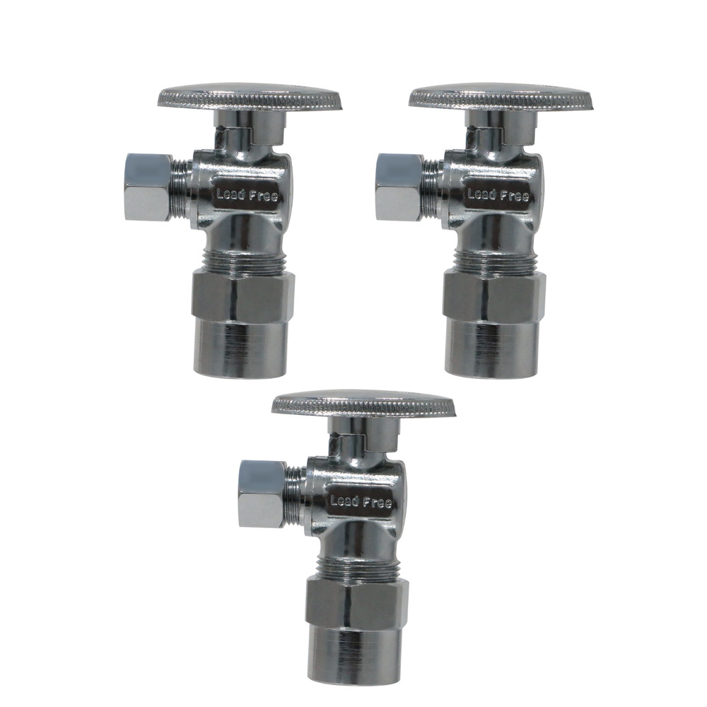 3 Pack XFITTING 1/2" CPVC x 3/8" OD Compression Angle Stop Valve, 1/4 Turn