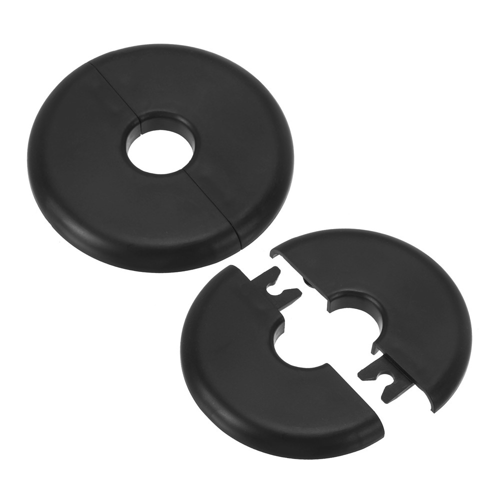 2 x Wall Split Flange 0.65" Escutcheon Plate Buckle Pipe Cover Black