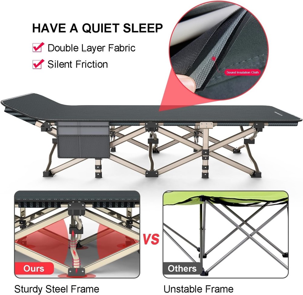 Camping Cot Adults Comfortable Tent Folding Cot Sleeping Lightweight Folding Bed