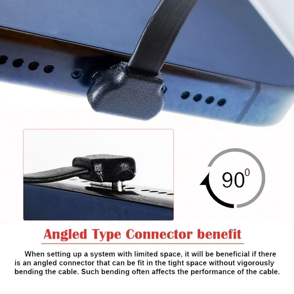 chenyang USB C Short Flat Cable 2.0 Type C Dual 90 Degree 70MM, Black