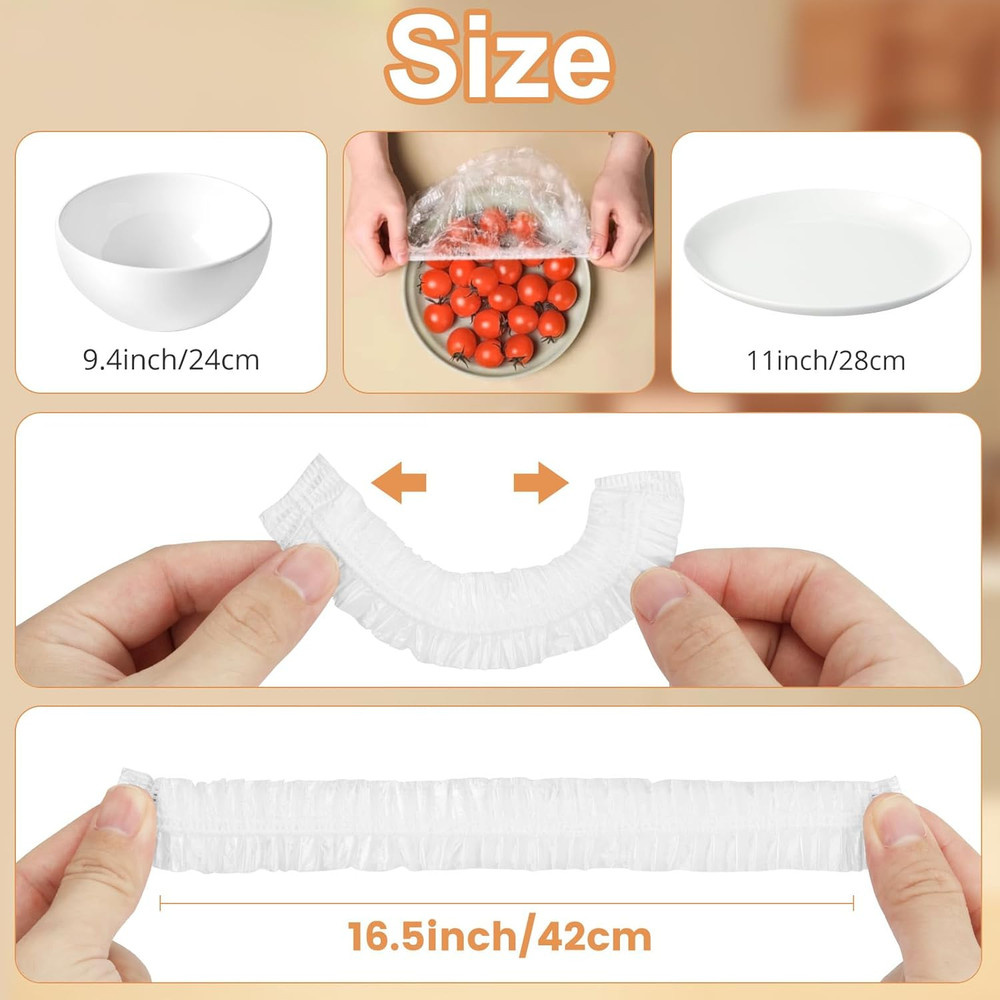 Fundas plasticas comida 200 piezas reutilizables elasticas cocina almacenamiento