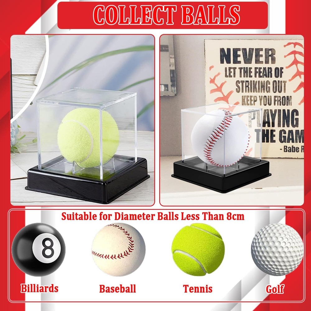 2Pcs Baseball Cube UV Protection Display Case Holder with Built in Stand Clear